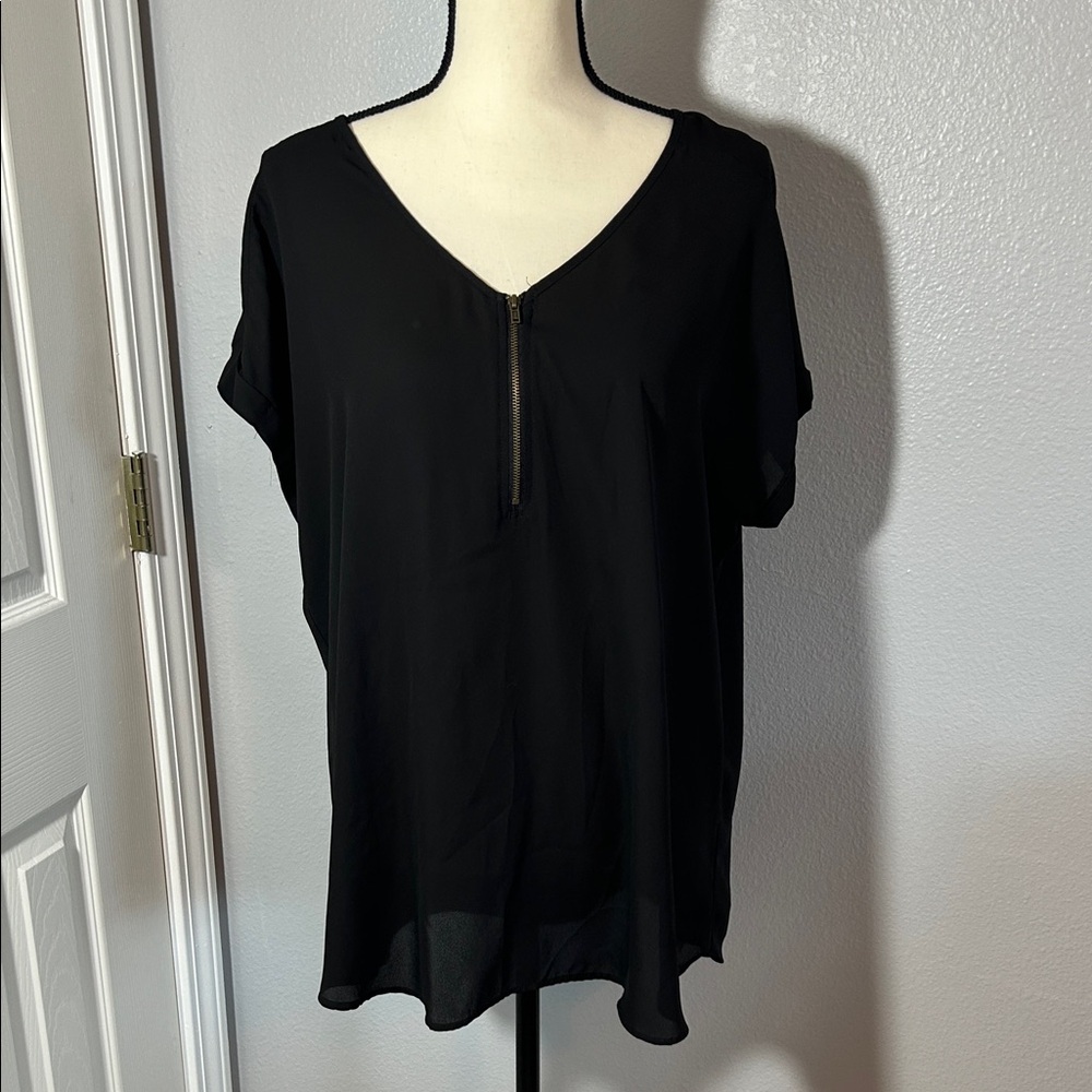 Maurices Black Zip-Front Blouse